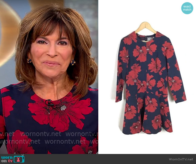 Lela Rose Poppy Print Dress worn by Rikki Klieman on CBS Mornings
