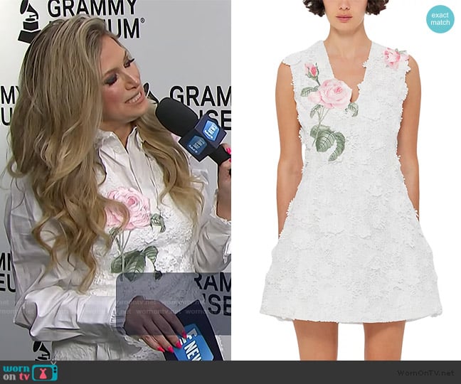 Leo Lin Briana V Neck Embroidered Lace Mini Dress worn by Nikki Novak on E! News