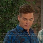 Leo’s black and blue abstracr print shirt on Days of our Lives