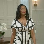 Leslie’s black and white printed dress on Beyond the Gates