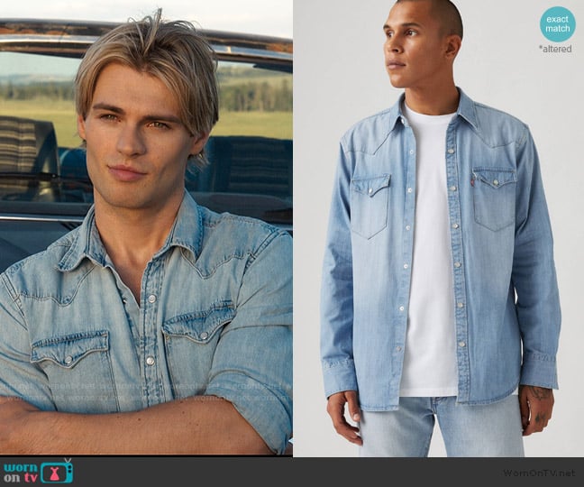 Levis Barstow Western Denim Shirt worn by Cole Walter (Noah LaLonde) on My Life with the Walter Boys