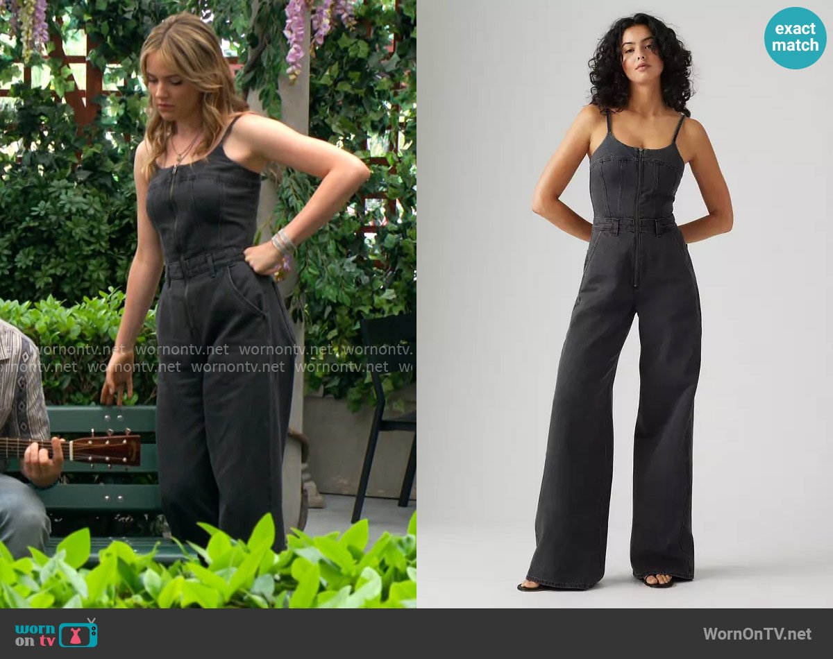 Levis Bustier Jumpsuit in Don't Cut - Black worn by Tessa Porter (Cait Fairbanks) on The Young and the Restless