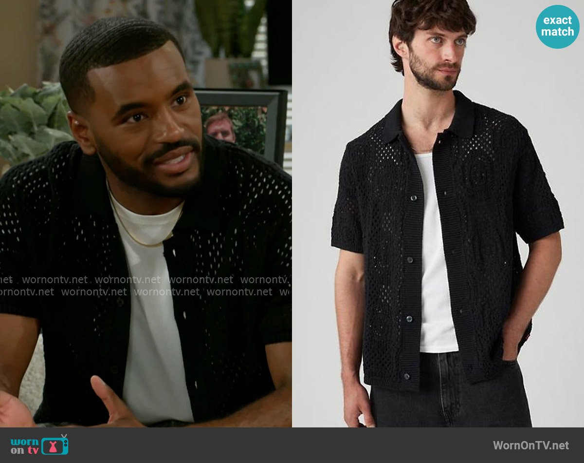 Levis Sweater Camp Shirt worn by Andre Richardson (Sean Freeman) on Beyond the Gates