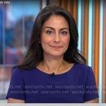 Dr. Celine Gounder’s purple short sleeve dress on CBS Mornings