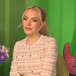 Lindsay Lohan’s pink tweed mini dress on Access Hollywood