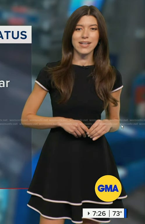 Lindsay Tuchman's black contrast trim dress on Good Morning America