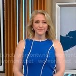 Lisa Rozner’s blue dress with white piping on CBS Mornings