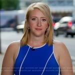 Lisa Rozner’s blue sleeveless dress on CBS Evening News