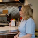 Lisa Rozner’s light blue polo dress on CBS Evening News