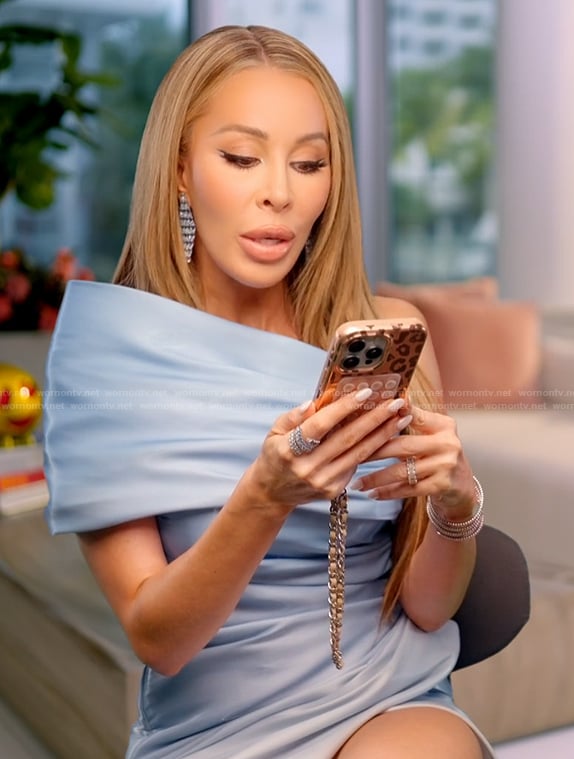 Lisa's blue satin confessional mini dress on The Real Housewives of Miami