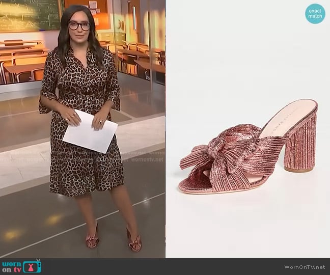Loeffler Randall Penny Pleated Bow Sandals worn by Savannah Sellers on NBC News Daily