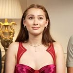 Lola Tung’s two-tone satin vest on E! News