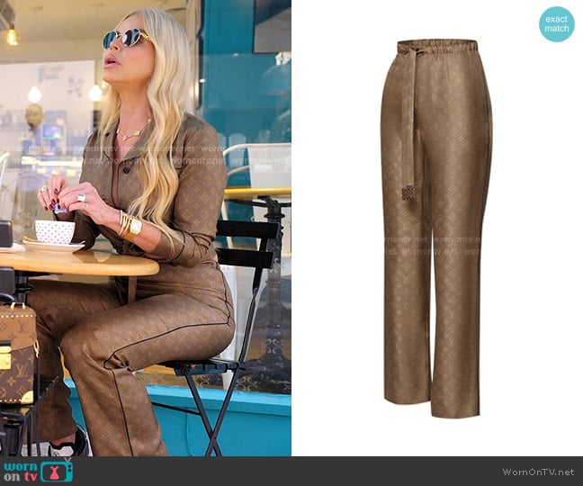 Louis Vuitton Inverted Mahina Pajama Pants worn by Alexia Echevarria (Alexia Echevarria) on The Real Housewives of Miami
