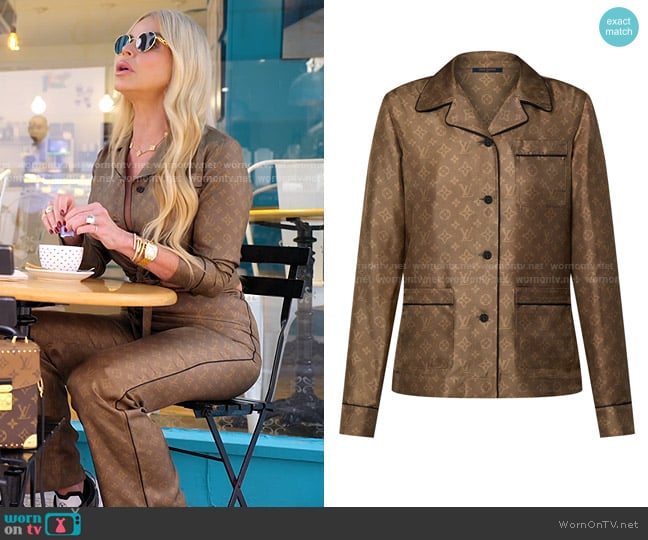 Louis Vuitton Inverted Mahina Pajama Shirt worn by Alexia Echevarria (Alexia Echevarria) on The Real Housewives of Miami