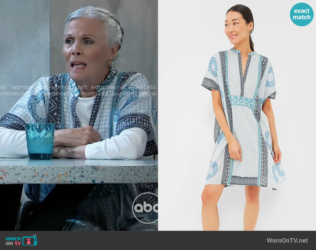 Love Tomas by Emerson Fry Cerulean Emerson Short Caftan worn by Tracy Quartermaine (Jane Elliot) on General Hospital