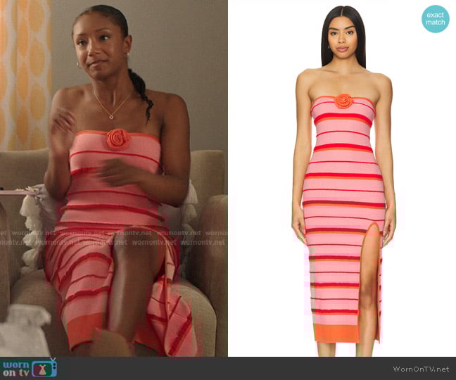 Lovers and Friends Delara Midi Dress in Pink & Red Multi