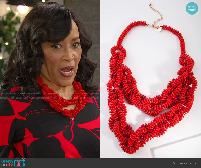Lovisa Silver Seed Bead Linked Necklace worn by Paulina Price (Jackée Harry) on Days of our Lives