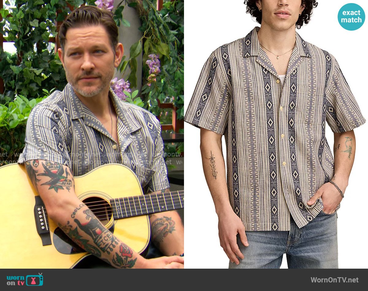 Daniel’s blue diamond print shirt on The Young and the Restless