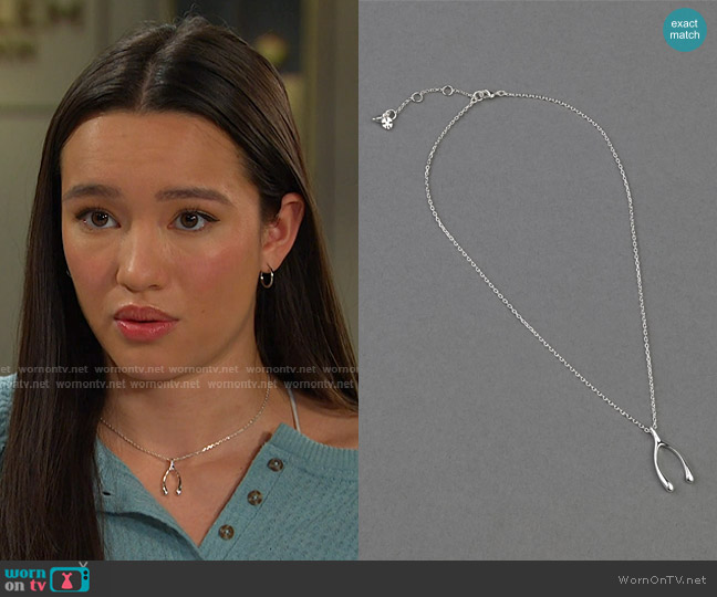 Lucky Brand Wish Bone Pendant worn by Sophia Choi (Rachel Boyd) on Days of our Lives