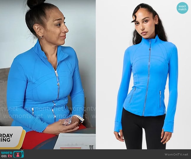 Lululemon Define Jacket in Poolside worn by Michelle Miller on CBS Mornings