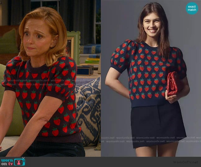 Maeve The Maxine Puff-Sleeve Sweater Tee worn by Mary (Jayma Mays) on Leanne