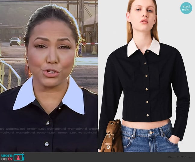 Maje Cropped poplin shirt worn by Stephanie Ramos on Good Morning America