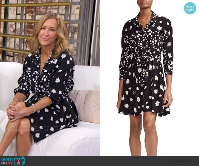 Maje Rafi Daisy Print Shirt Dress worn by Lara Spencer on Good Morning America