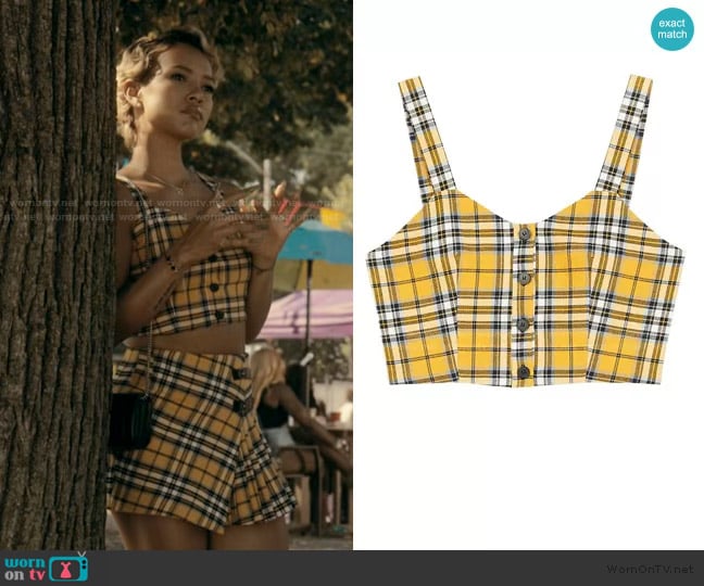 Maje Tartan Plaid Cropped Top worn by Zuri (Karrueche) on The Chi