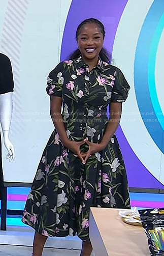 Makho’s black floral puff sleeve shirtdress on Today