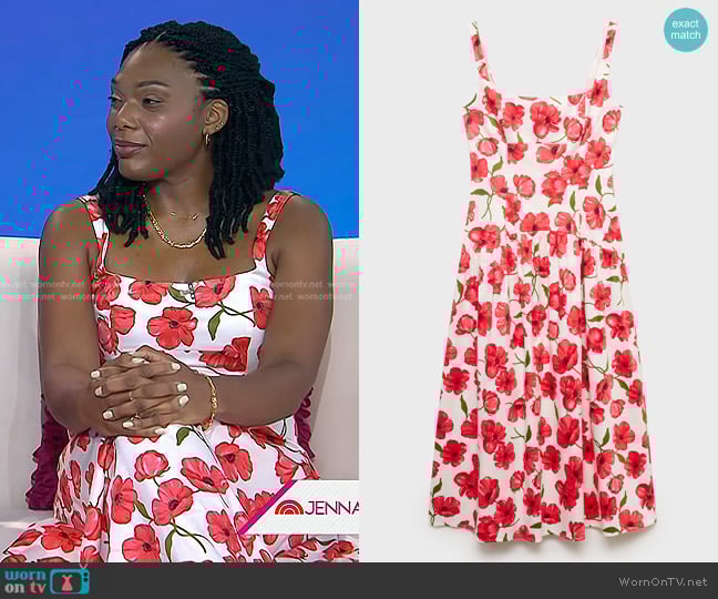 Mango Flared Cotton Dress in Off White worn by Minaa B. on Today
