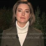 Margaret Brennan’s olive green jacket on CBS Mornings