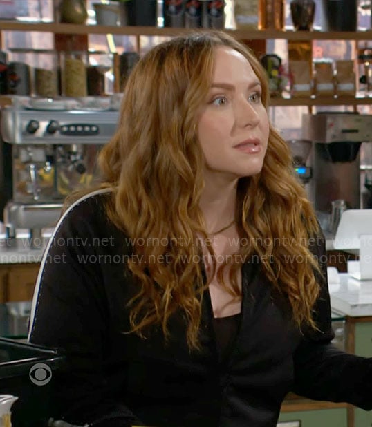 Mariah's black jacket with side stripe on The Young and the Restless
