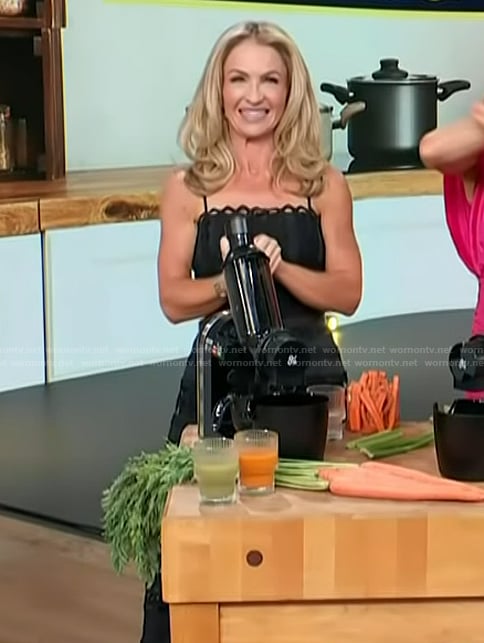 Maria's black lace trim dress on Access Hollywood