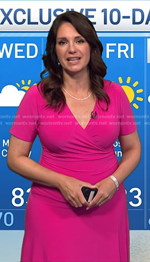 Maria’s pink surplice short sleeve dress on Today