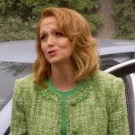 Mary’s green tweed jacket and belted dress on Leanne