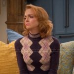 Mary’s purple argyle print sweater on Leanne