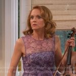 Mary’s purple floral dress on Leanne