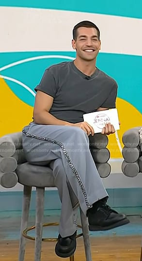 Matt Rogers' grey chain embellished pants on Today