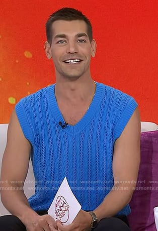 Matt Rogers’s blue knit vest on Today