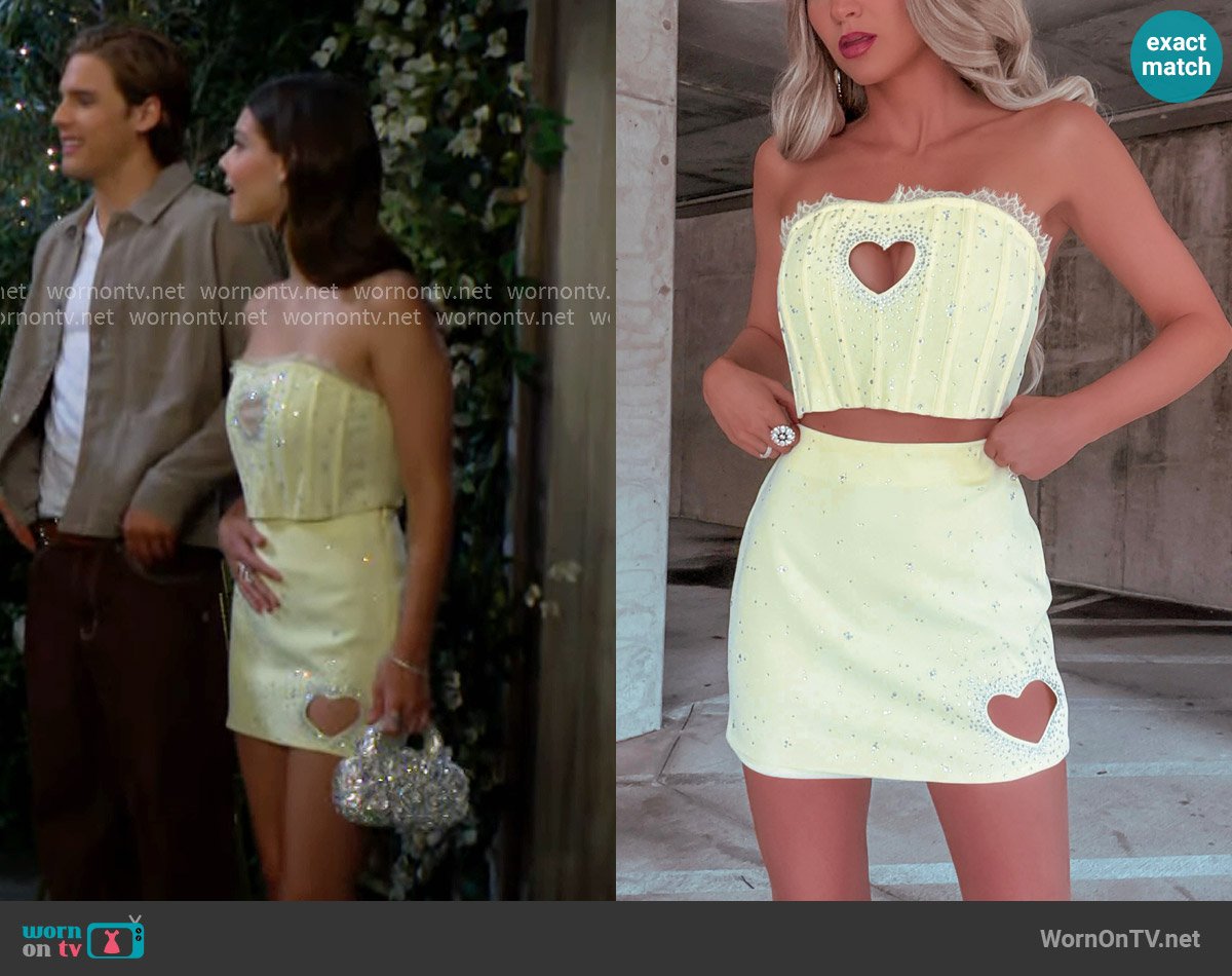 Matte Blaque Adore You Rhinestone Top worn by Electra Forrester (Laneya Grace) on The Bold and the Beautiful