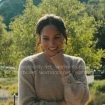 Meghan Markle’s beige button-cuff sweater on With Love Meghan