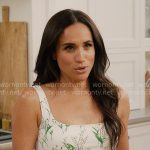Meghan Markle’s white leaf print dress on With Love Meghan