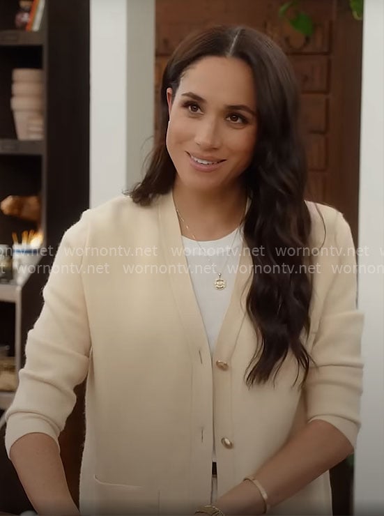 Meghan Markle's beige cardigan on With Love Meghan