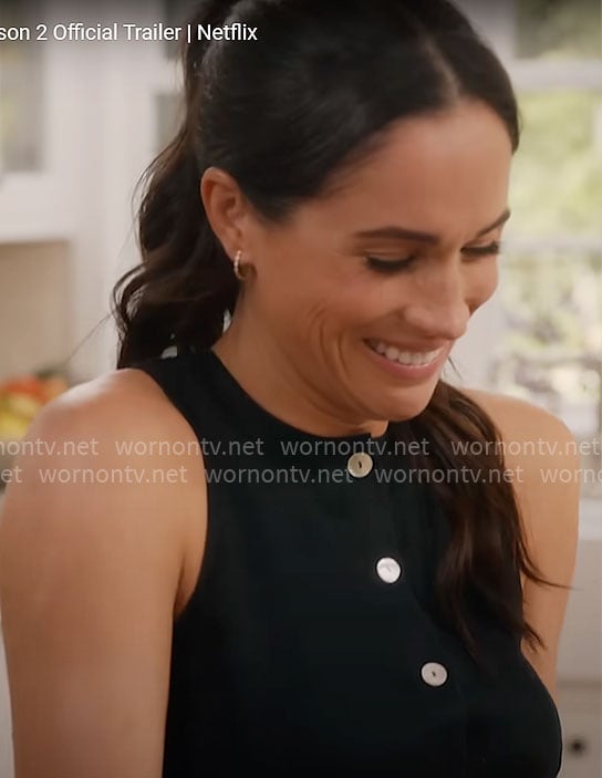 Meghan Markle's black button front dress on With Love Meghan