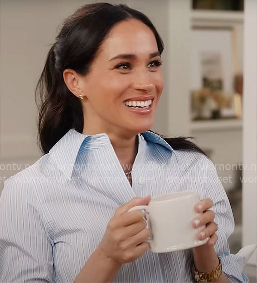 Meghan Markle’s blue striped shirt on With Love Meghan
