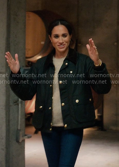 Meghan Markle's green jacket on With Love Meghan