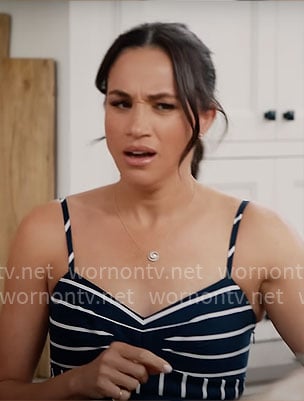 Meghan Markle's navy striped dress on With Love Meghan