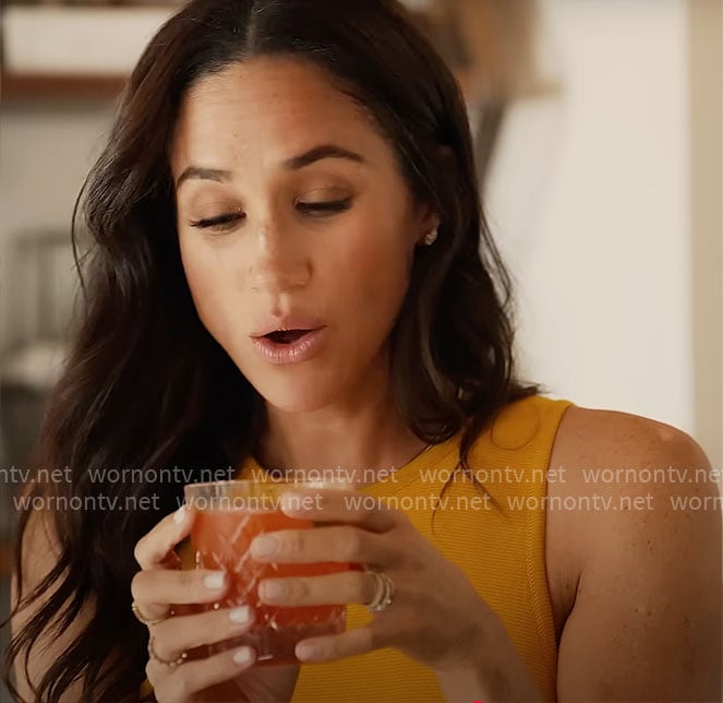 Meghan Markle’s orange rib knit dress on With Love Meghan