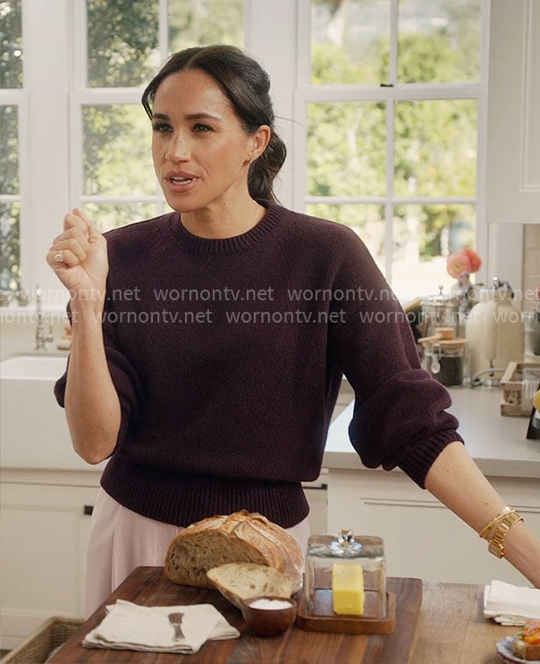 Meghan Markle's purple sweater on With Love Meghan