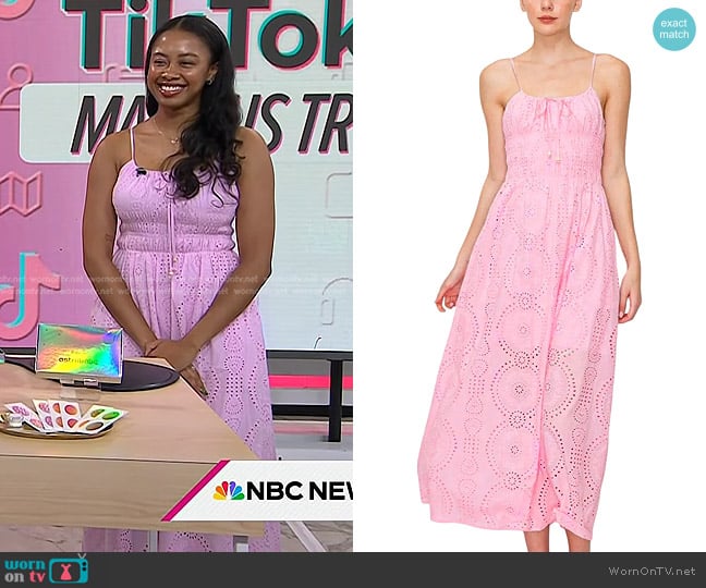 Melloday Sleeveless Lightweight Eyelet Maxi Dress in Pink worn by Dana Samuel on Today